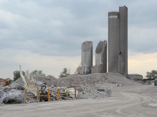 Most of the demolition took place using a long-reach cruncher. Silo remains on 2 August 2010, &copy; Robert Carr.
